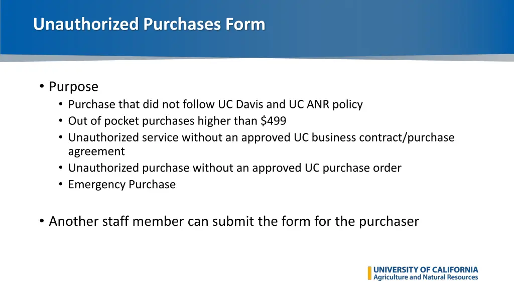 unauthorized purchases form