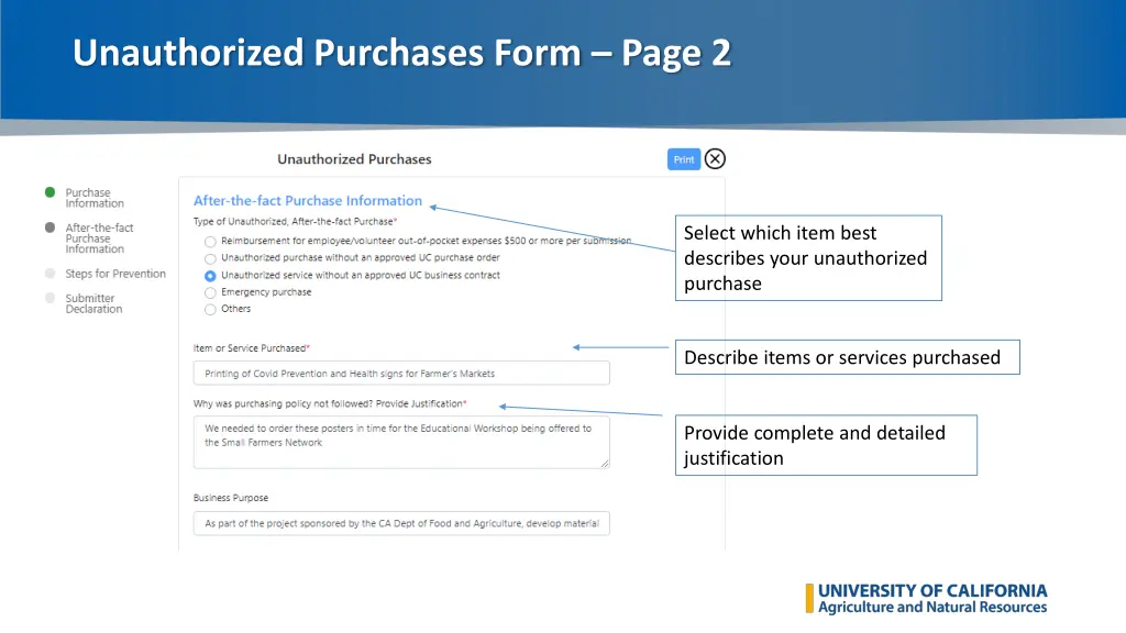 unauthorized purchases form page 2