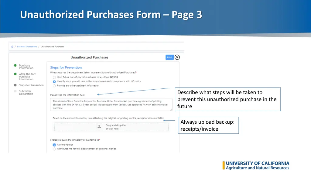 unauthorized purchases form page 3