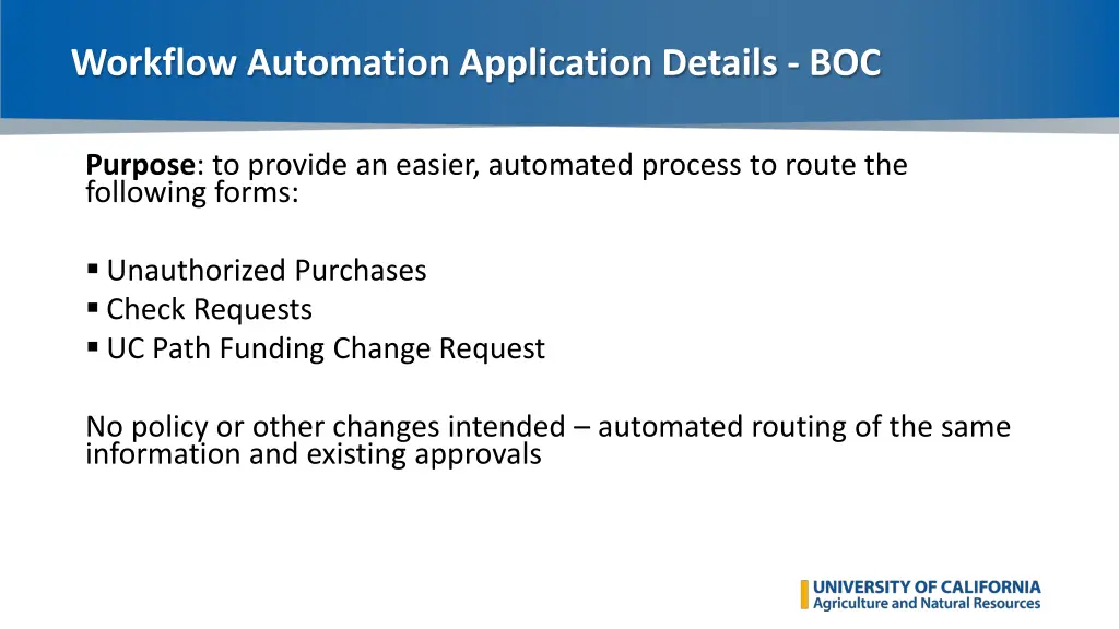 workflow automation application details boc