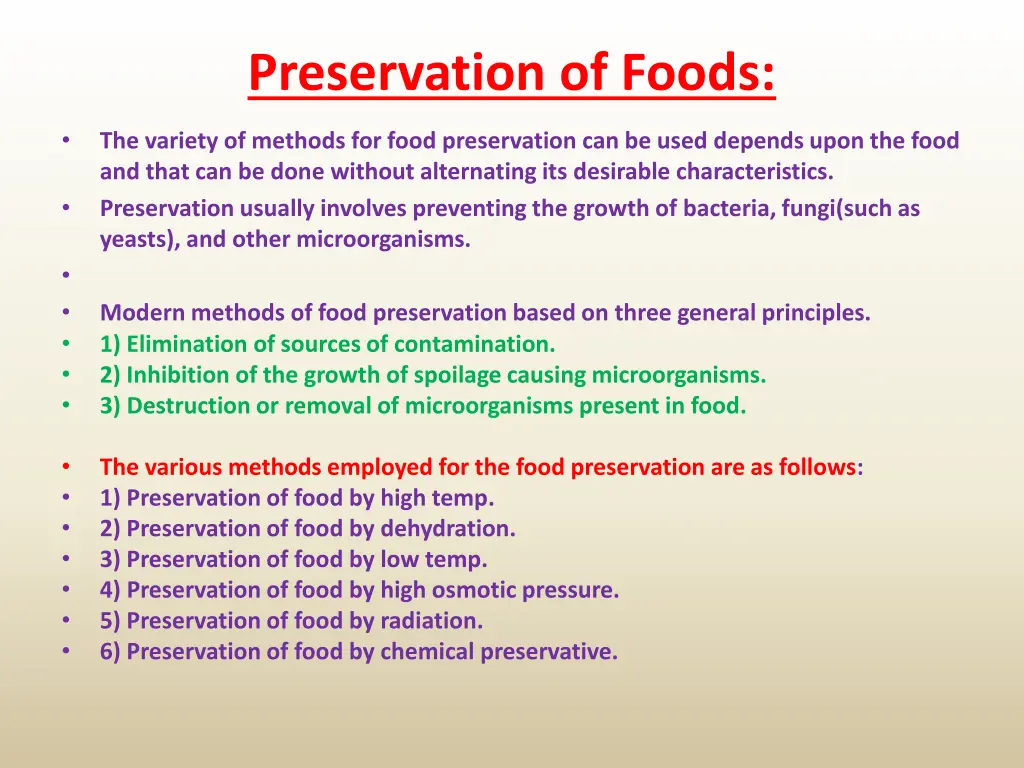 preservation of foods