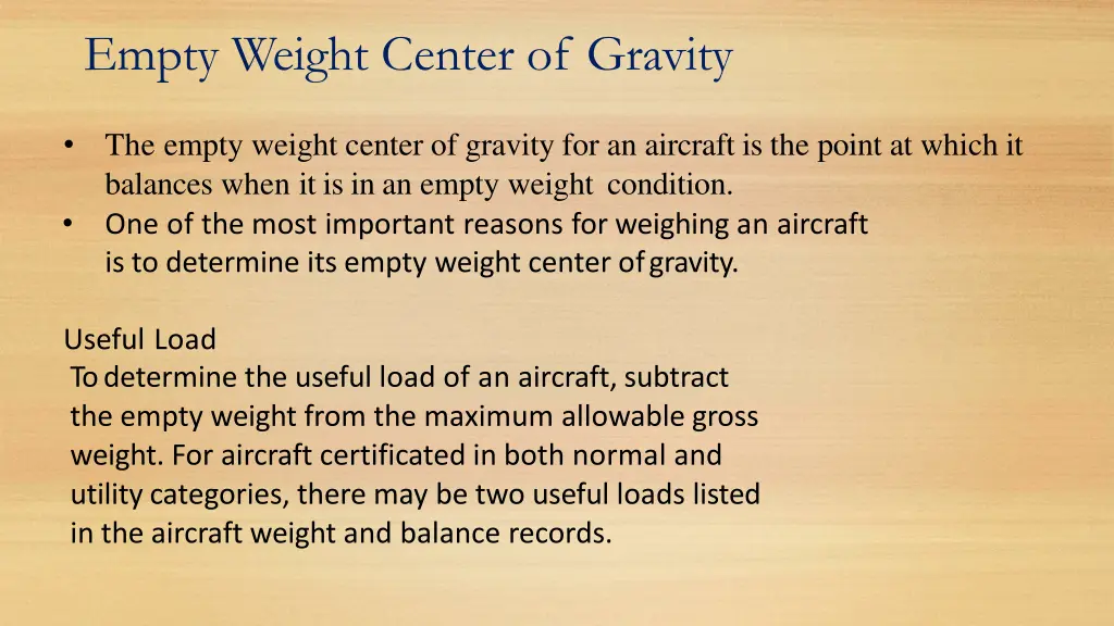 empty weight center of gravity