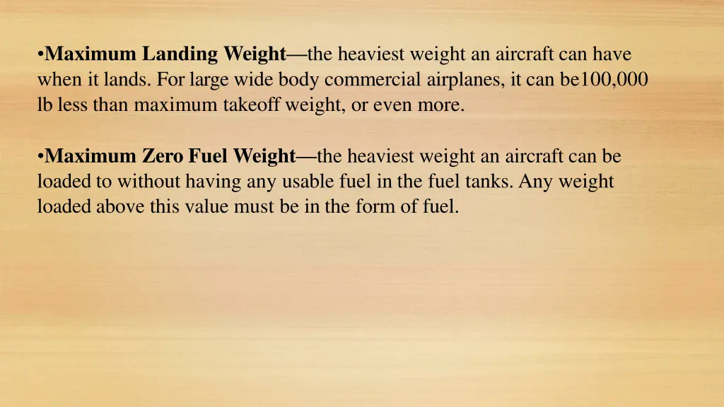 maximum landing weight the heaviest weight