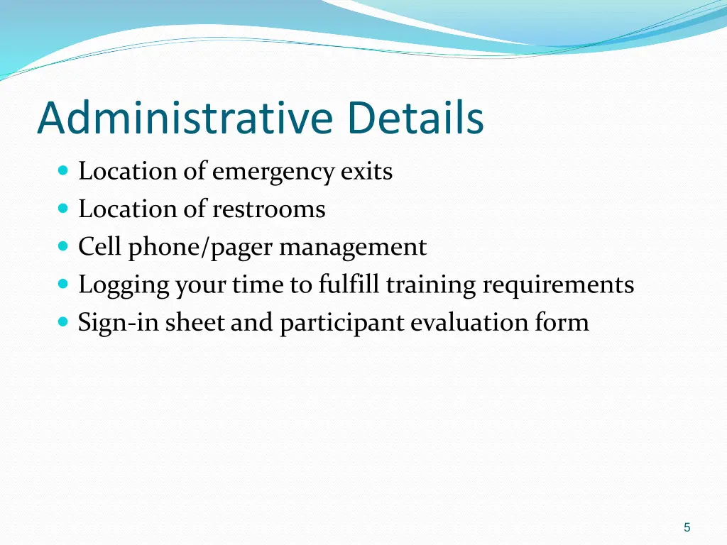 administrative details location of emergency