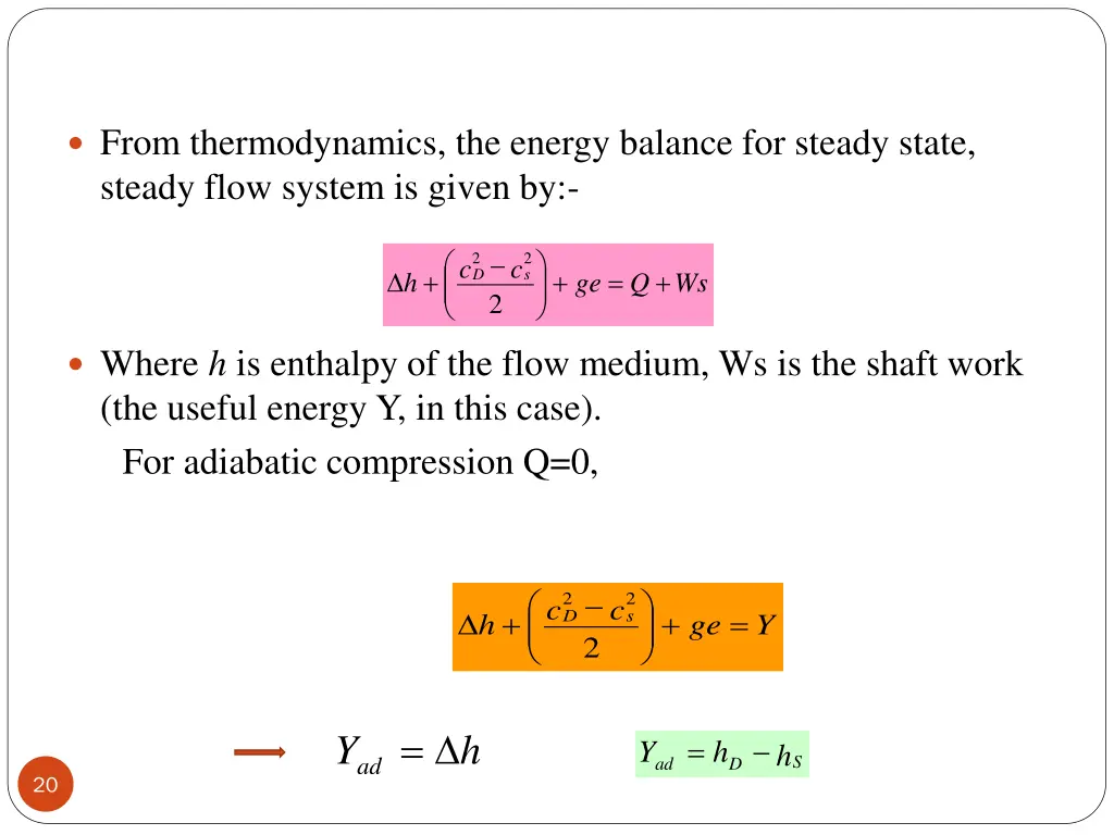 from thermodynamics the energy balance for steady