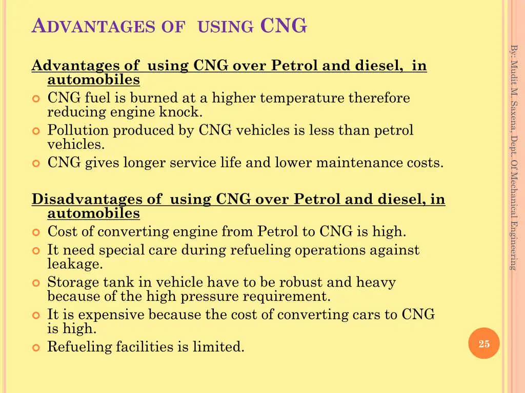 a dvantages of using cng