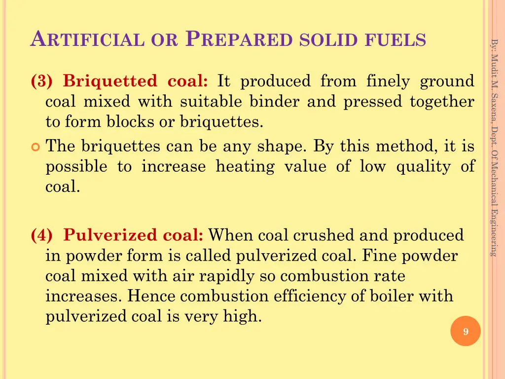 a rtificial or p repared solid fuels 1