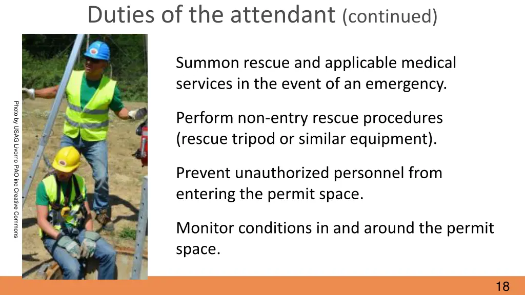 duties of the attendant continued