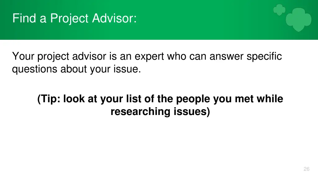 find a project advisor