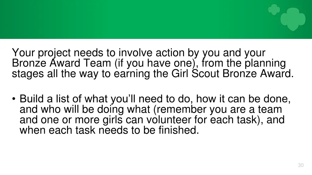 your project needs to involve action