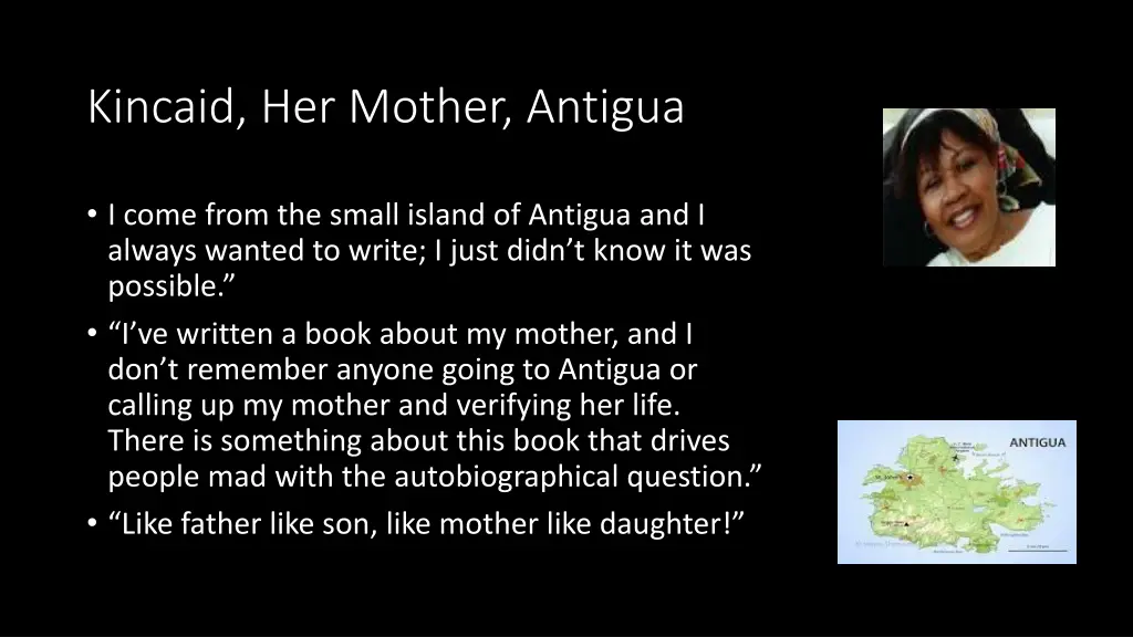 kincaid her mother antigua