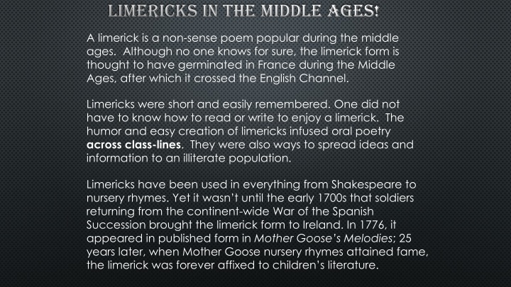 limericks in the middle ages