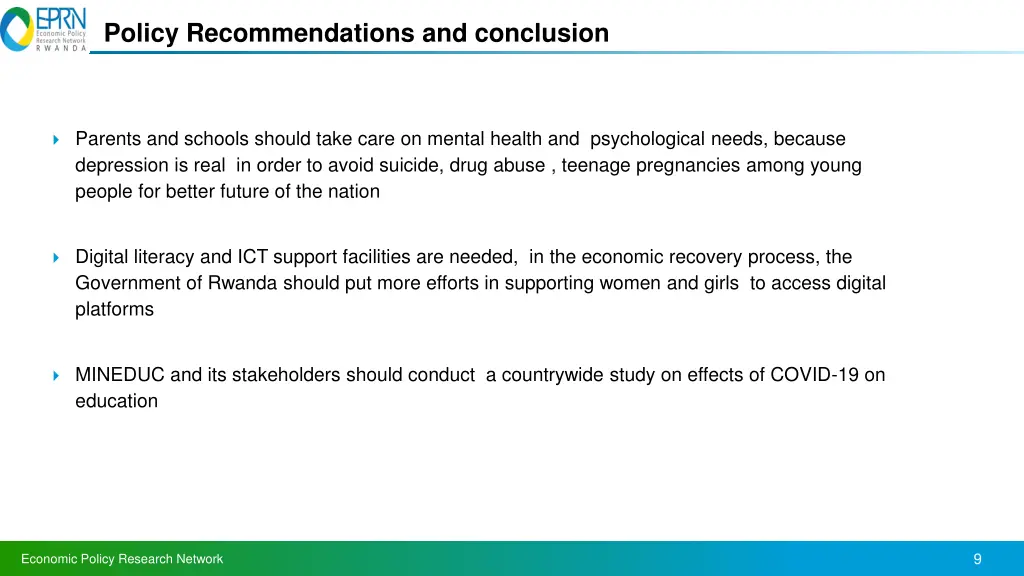 policy recommendations and conclusion