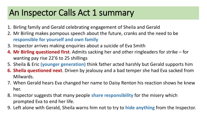 an inspector calls act 1 summary an inspector