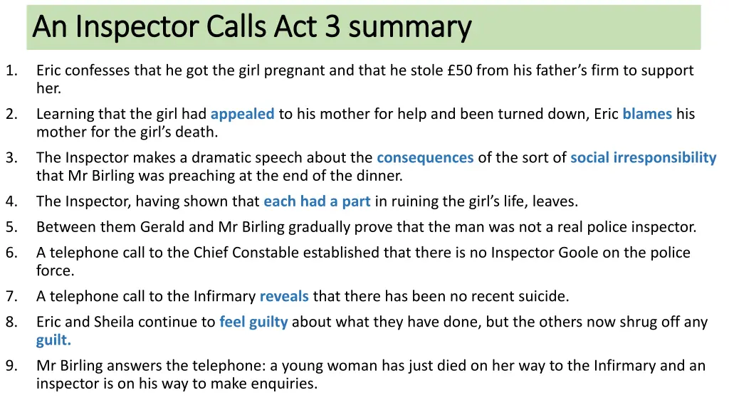 an inspector calls act 3 summary an inspector