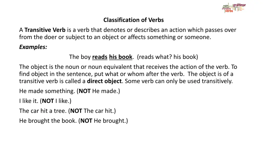 classification of verbs