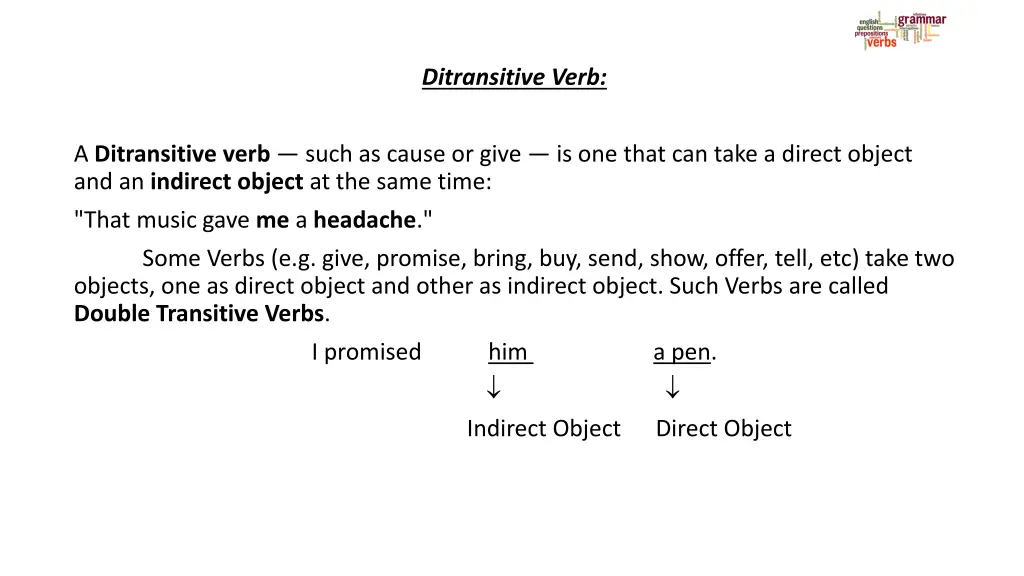 ditransitive verb