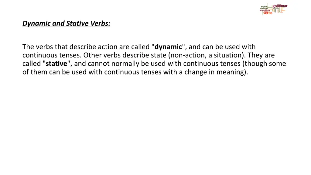 dynamic and stative verbs