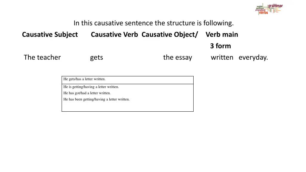 in this causative sentence the structure