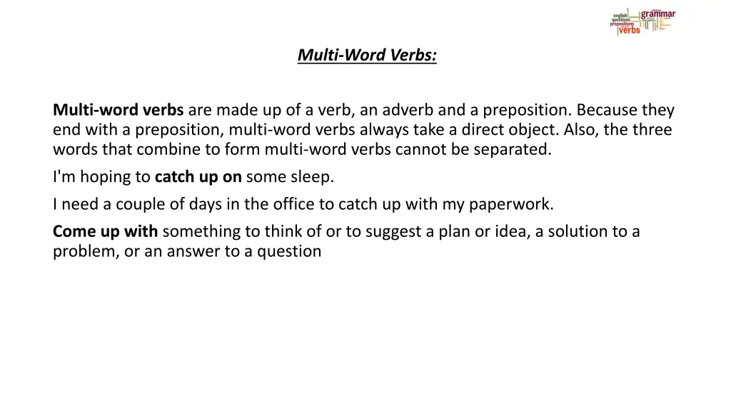 multi word verbs