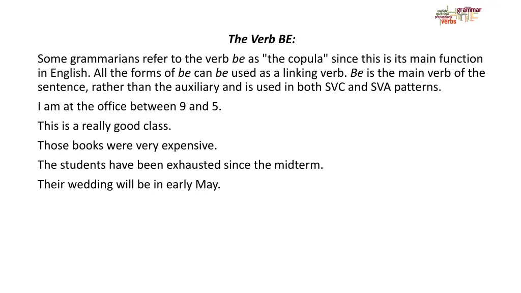 the verb be