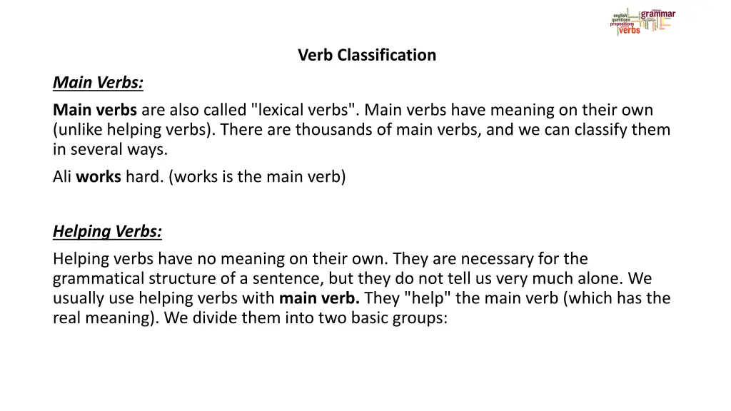 verb classification