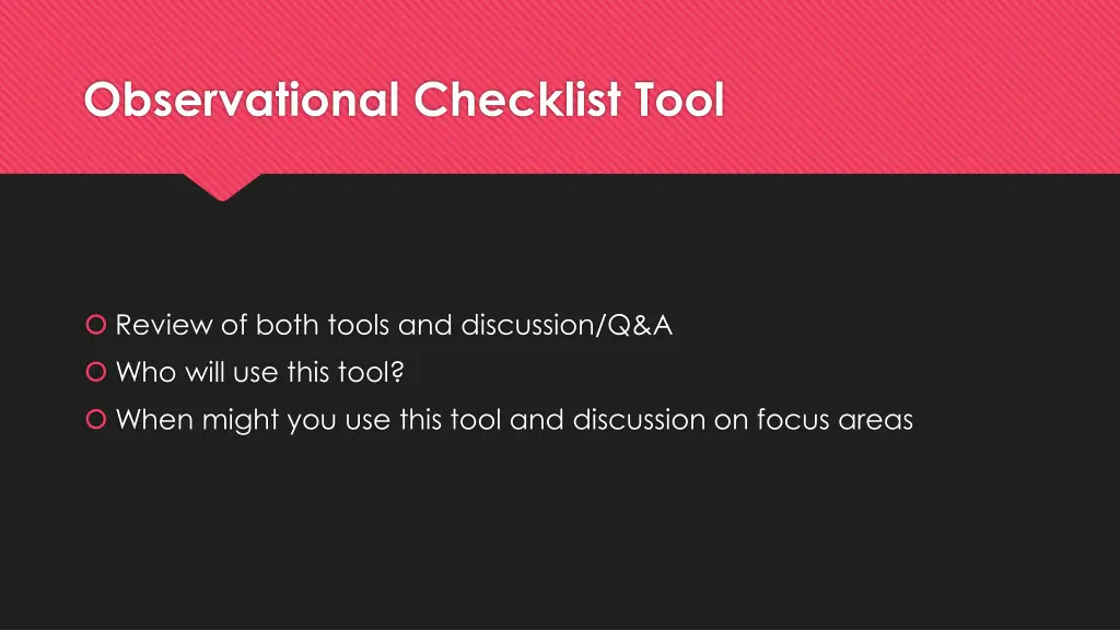 observational checklist tool