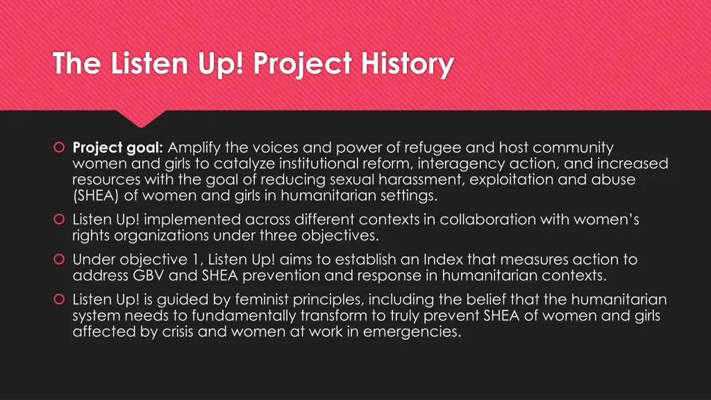 the listen up project history