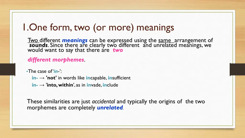 1 one form two or more meanings