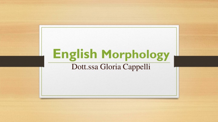 english morphology dott ssa gloria cappelli