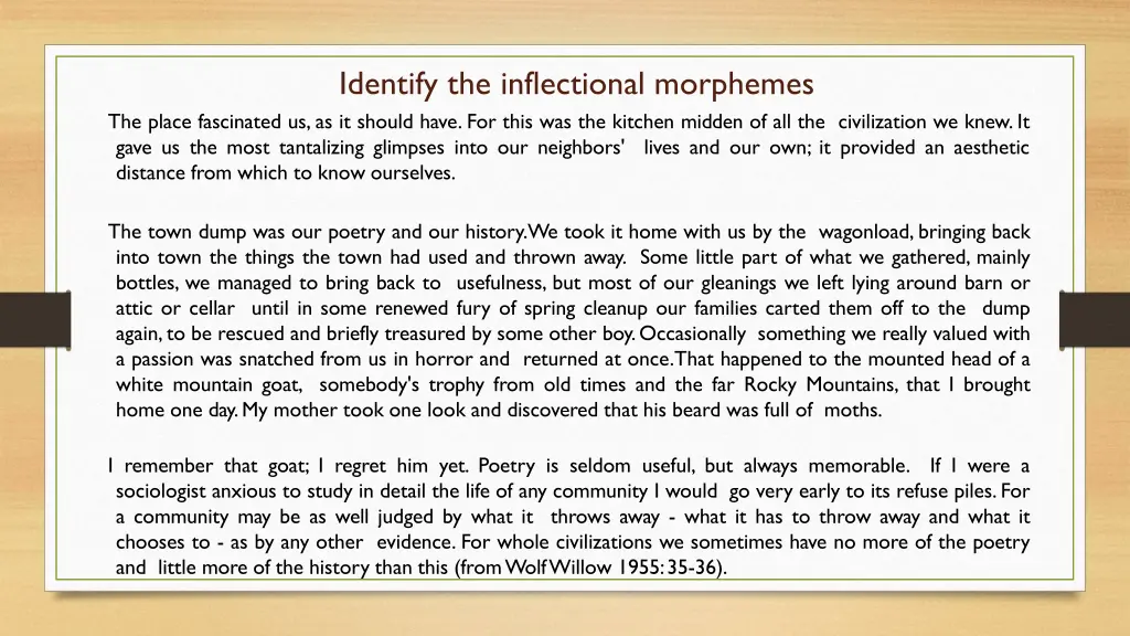 identify the inflectional morphemes the place