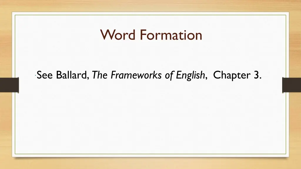 word formation