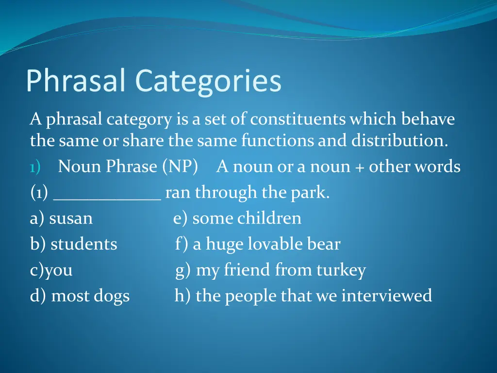 phrasal categories