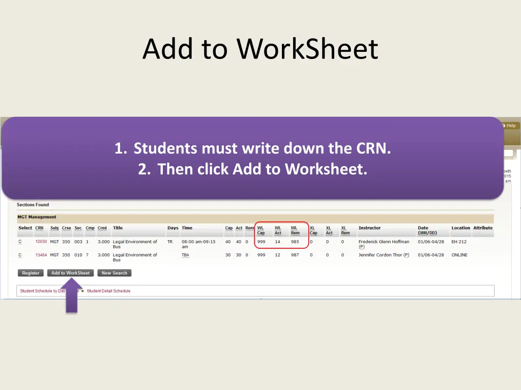 add to worksheet