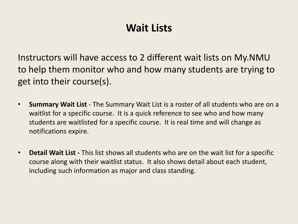 wait lists