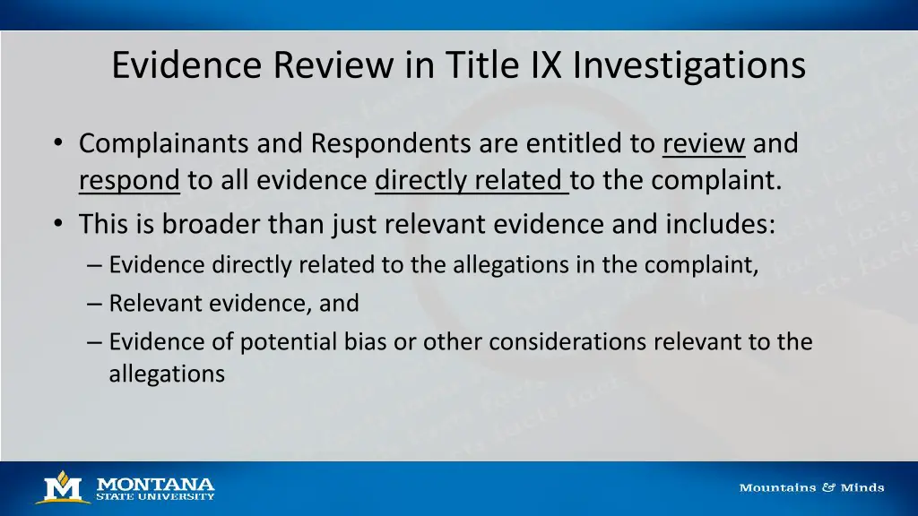 evidence review in title ix investigations