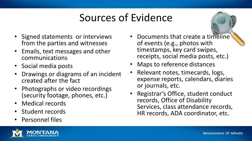 sources of evidence