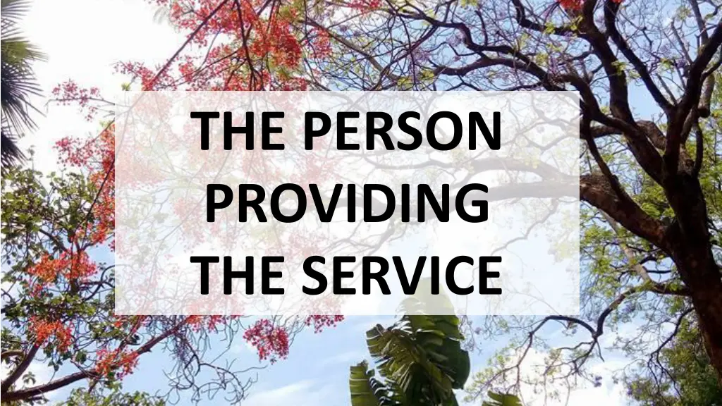 the person providing the service