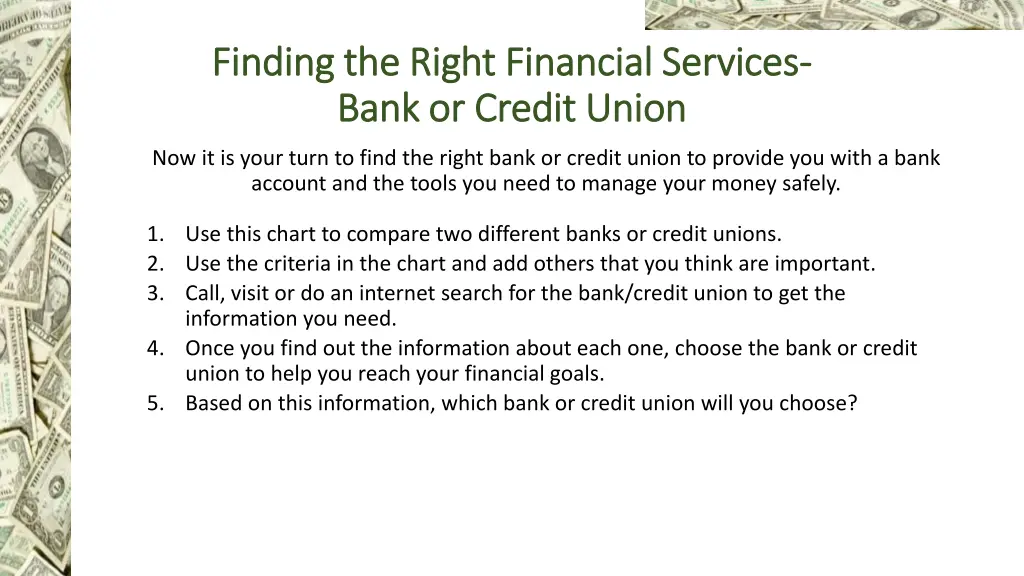 finding the right financial services finding