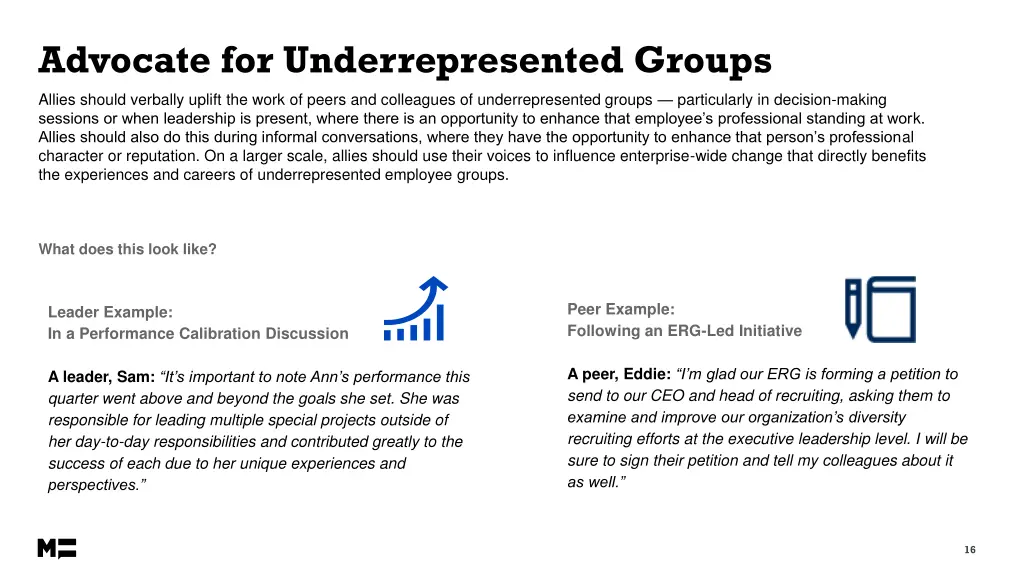 advocate for underrepresented groups