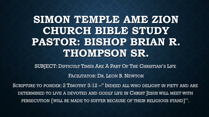 simon temple ame zion church bible study pastor