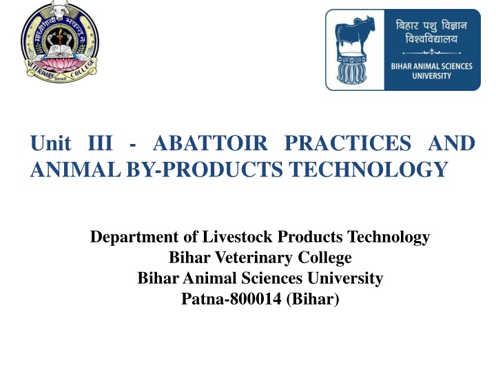 unit iii abattoir practices and animalby products