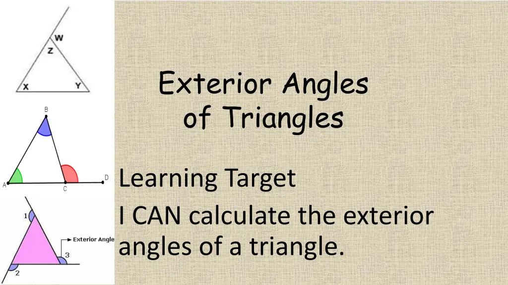 exterior angles of triangles