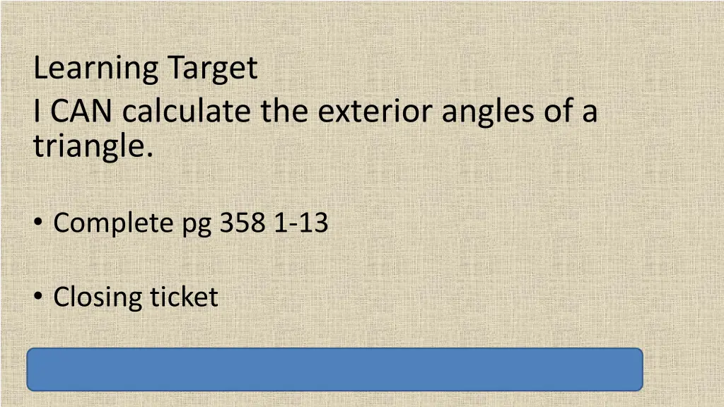 learning target i can calculate the exterior