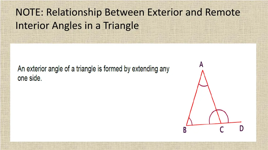 note relationship between exterior and remote