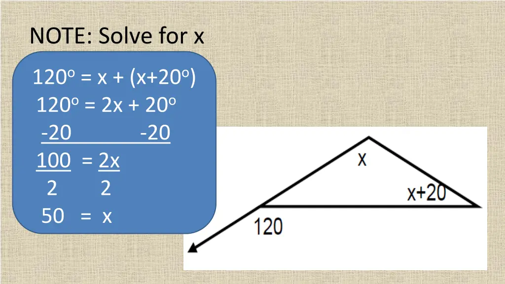 note solve for x