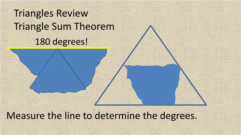 triangles review triangle sum theorem 180 degrees