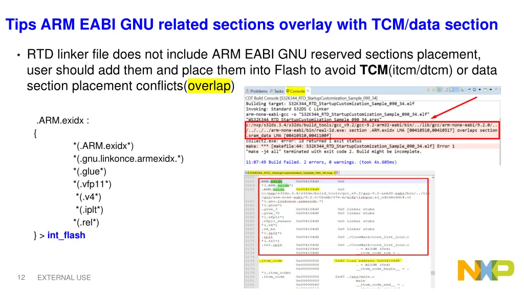 tips arm eabi gnu related sections overlay with