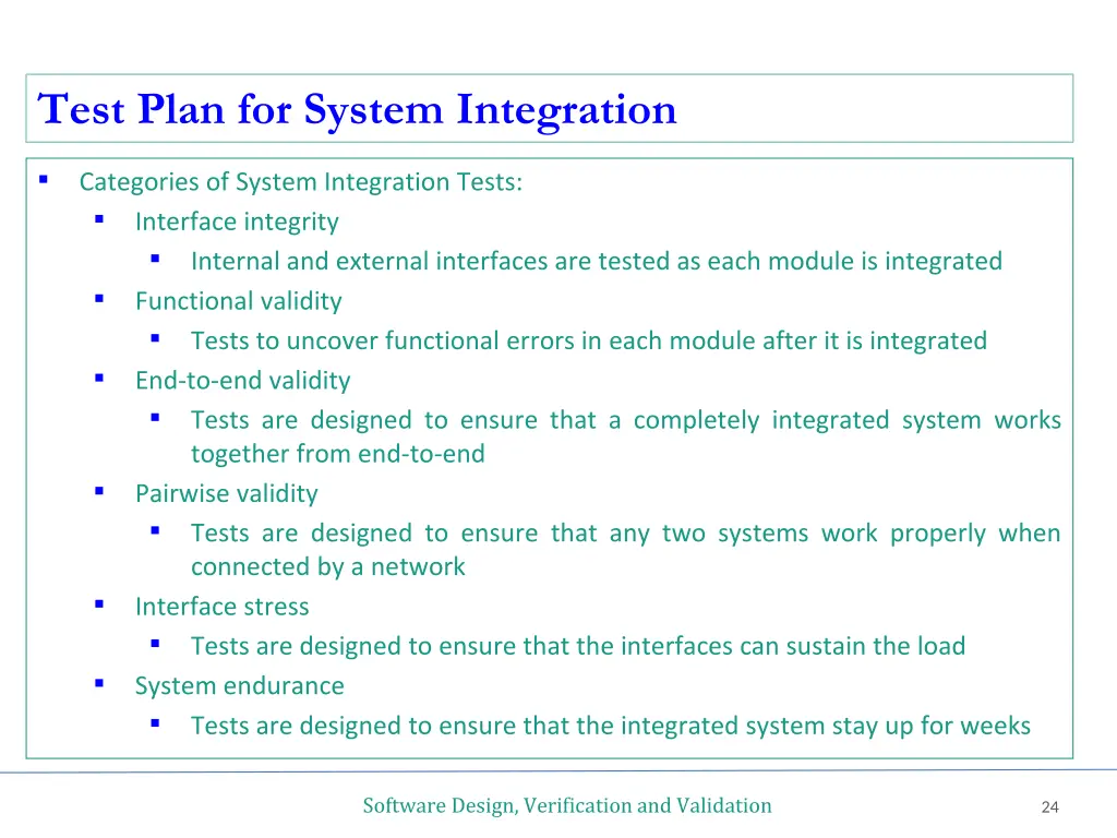 test plan for system integration 3