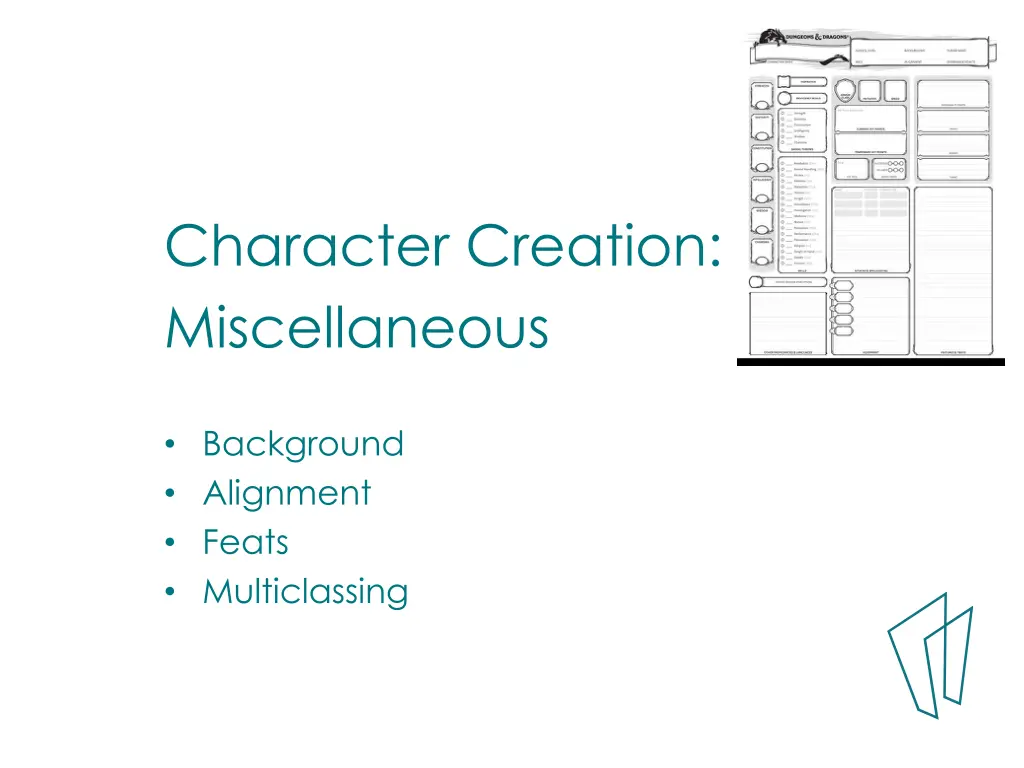 character creation miscellaneous